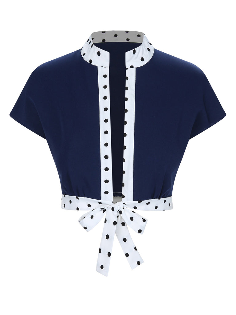 [Pre-Sale] Dark Blue 1950s Polka Dots Bolero Jacket