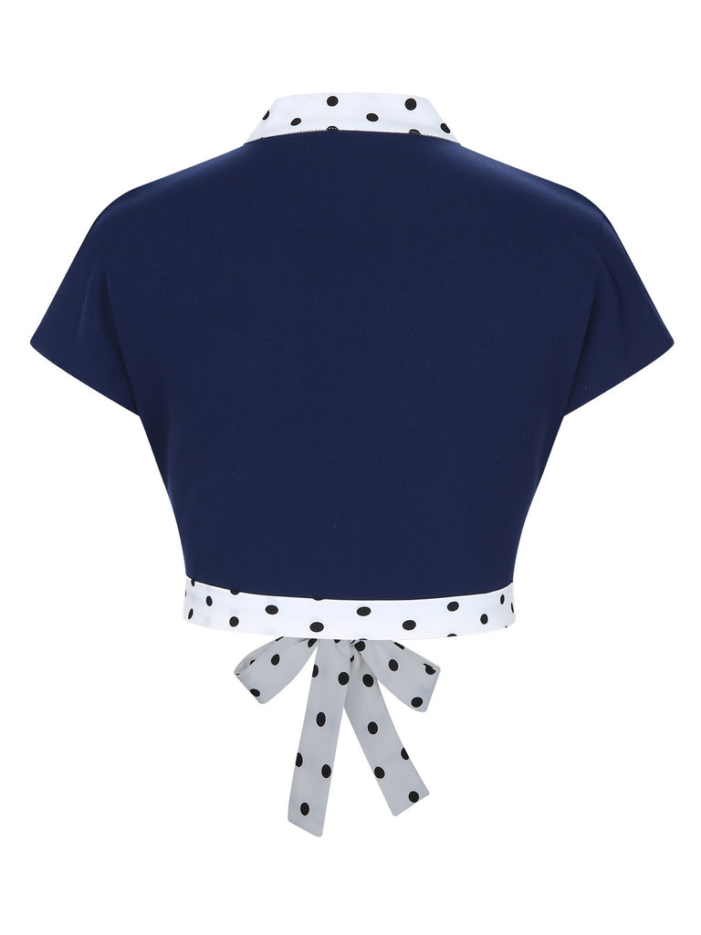 [Pre-Sale] Dark Blue 1950s Polka Dots Bolero Jacket