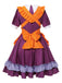 Purple 1950s Oktoberfest Bow Ruffled Hem Dress