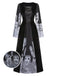 Black 1940s Halloween Ghost Lace-Up Dress with Shawl