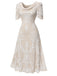 Beige 1920s Embroidered Sequined Evening Dress