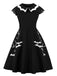 [Pre-Sale] Black 1950s Halloween Bat Collar Embroidered Dress