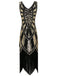 Black 1920s Geometric Sequined Tassel Dress