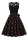 1950s Lace Patchwork Cherry Floral Sleeveless Dress