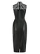 Black 1960s Lace PU Leather Dress