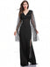 Black 1930s Lace Sleeve Floor Length Dress