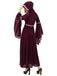 Wine Red 1940s Velvet Bat Sleeves Hooded Dress