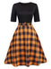 [Pre-Sale] Black & Yellow 1950s Half Sleeve Plaid Dress