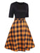 [Pre-Sale] Black & Yellow 1950s Half Sleeve Plaid Dress