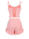 Pink 1930s Scoop Spaghetti Straps Sleepwear Set