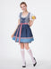 2PCS Blue 1950s Oktoberfest Puff White Top & Gingham Dress & Apron