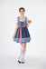 2PCS Blue 1950s Oktoberfest Puff White Top & Gingham Dress & Apron