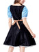 2PCS Blue 1950s Oktoberfest Gingham Puff Lace Dress with Apron