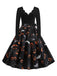 Black 1950s Halloween Petal Collar Dress