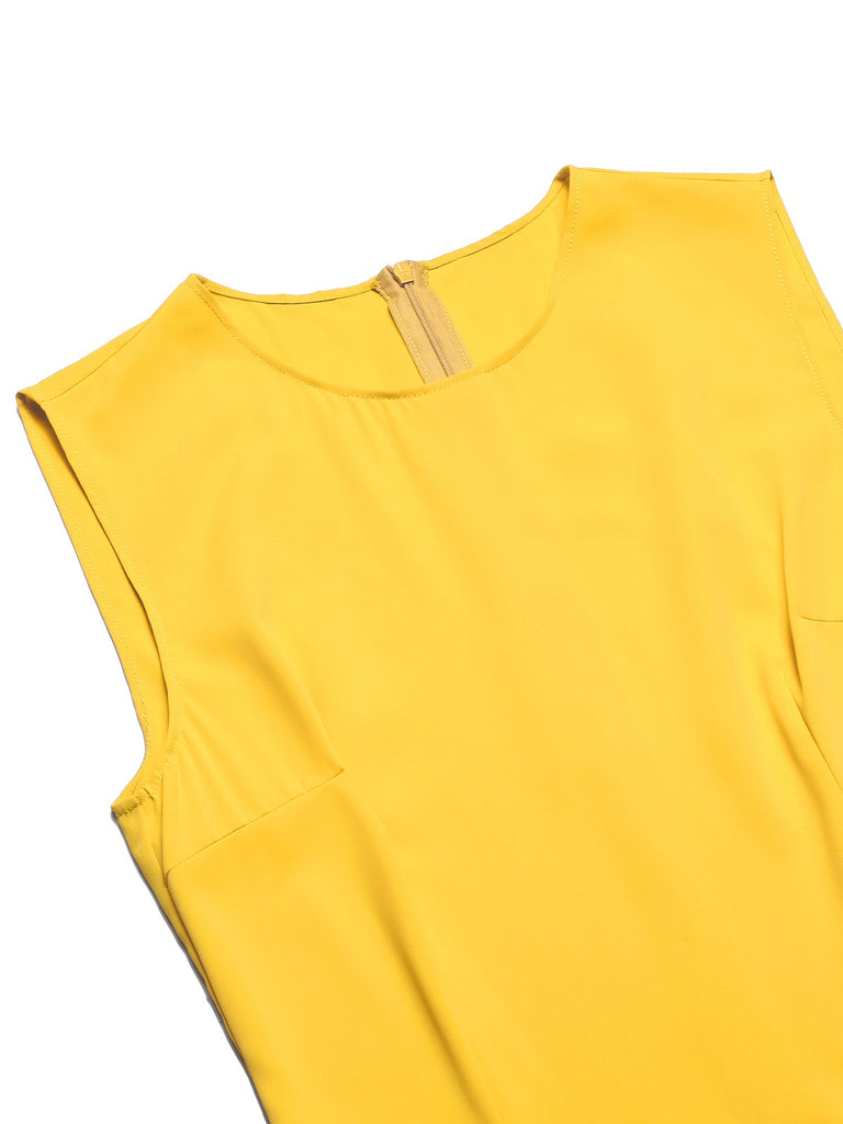 [Pre-Sale] Yellow & White 1970s Color Block Mod Dress