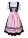 2PCS Pink 1950s Oktoberfest Puff Sleeves Embroidered Dress