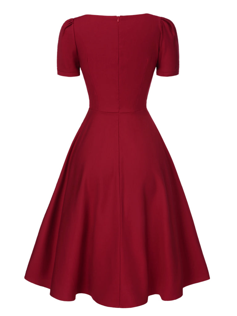 [Pre-Sale] Red 1950s Christmas Sweetheart Patchwork Dress