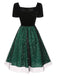 [Pre-Sale] Black & Green 1950s Stars Mesh Velvet Dress