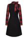 Black 1960s Tie Neck Plaids Bow Dress