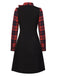 Black 1960s Tie Neck Plaids Bow Dress