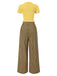 [Pre-Sale] Yellow 1930s Plaid Keyhole Neck Belted Jumpsuit