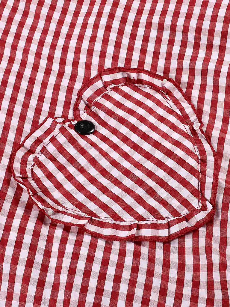 Red 1950s Gingham Plaid Halter Dress