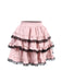 Pink 1980s Steampunk Lace Trimmed Layered Skirt