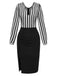 [Pre-Sale] Black 1960s Stripe Deep V-Neck Pencil Dress