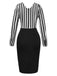 [Pre-Sale] Black 1960s Stripe Deep V-Neck Pencil Dress