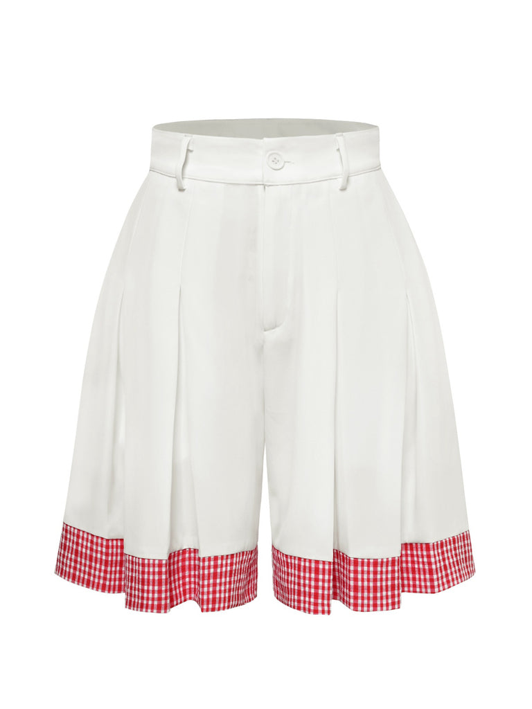 [Pre-Sale] Red&White 1930s Plaid Pleated Shorts