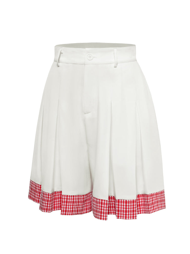 [Pre-Sale] Red&White 1930s Plaid Pleated Shorts