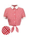 [Pre-Sale] Red 1930s Lapel Gingham Plaid Top