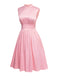 [Pre-Sale] Pale Pink 1950s Solid Stand Collar Satin Dress