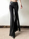 Black 1980s Steampunk Bootcut Rivet Pants