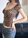 Brown 1980s Leopard Deep V-Neck Tank Top