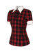 [Pre-Sale] Red 1930s Shirt Collar Gingham Plaid Top