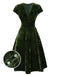 [Pre-Sale] Green 1940s Deep V-Neck Pearl Velvet Dress