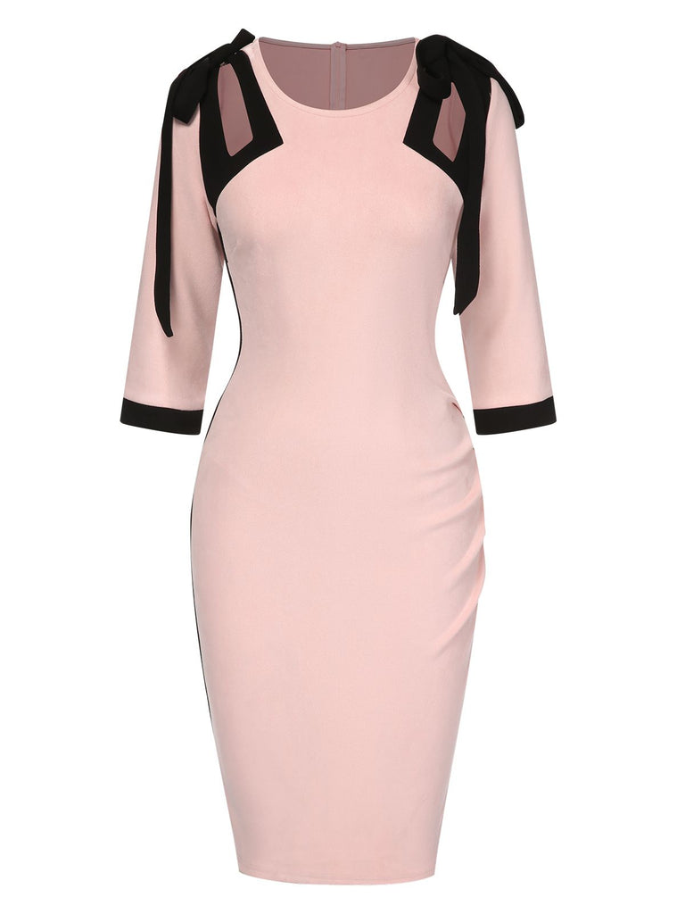 Pink 1960s Patchwork Pencil Dress