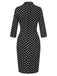 Black 1960s Tie Neck Polka Dots Dress