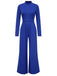 1930s Stand Collar Long Sleeve Wide Leg Jumpsuit