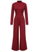 1930s Stand Collar Long Sleeve Wide Leg Jumpsuit