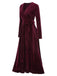 1930s Solid V-Neck Corduroy Slit Dress