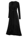 1930s Solid V-Neck Corduroy Slit Dress