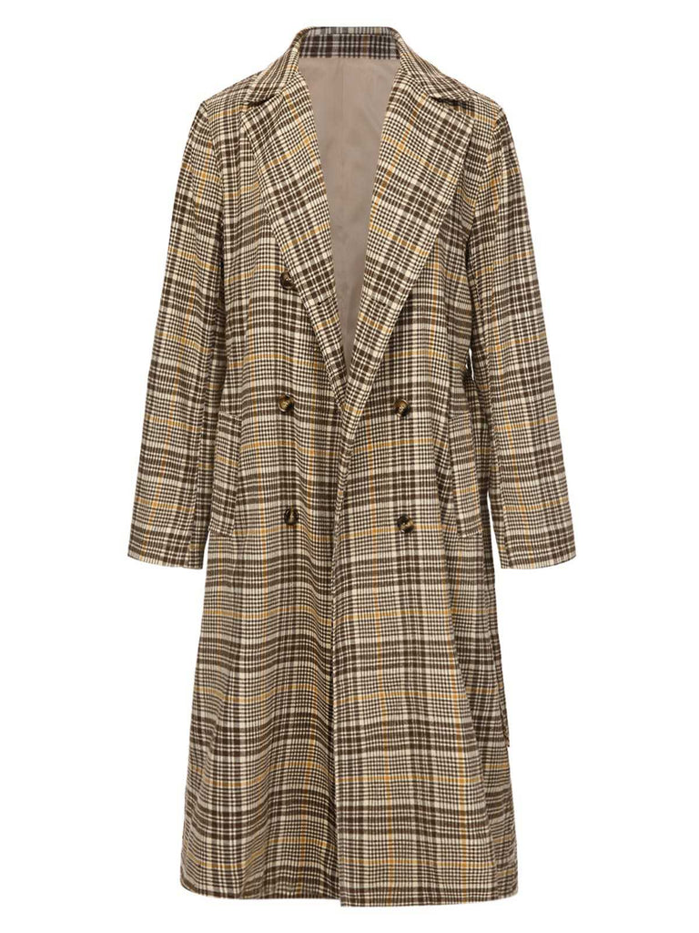 [Pre-Sale] Khaki 1940s Glen Check Belted Lapel Coat