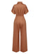 Light Brown 1930s Solid Belted Jumpsuit