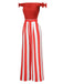 [Pre-Sale] Red 1930s Off-Shoulder Vertical Stripes Jumpsuit