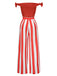 [Pre-Sale] Red 1930s Off-Shoulder Vertical Stripes Jumpsuit