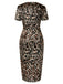 [Pre-Sale] Brown 1960s Leopard Hollow Bow Dress