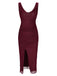 Wine Red 1960s Scarf Slit Backless Dress