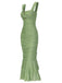 1930s Solid Pleated Wide Strap Fishtail Dress